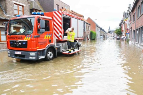 Overstroming centrum Ardooie eind juli 2014