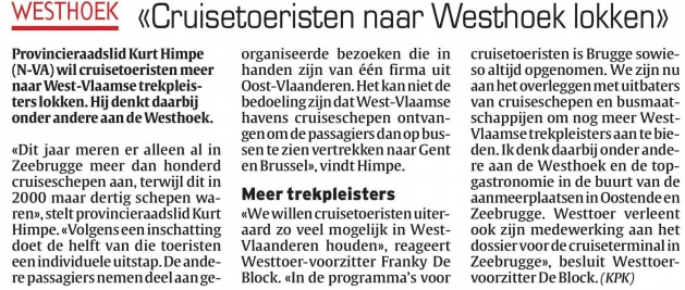 Cruisetoeristen Westhoek