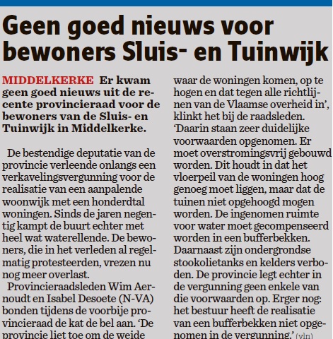 Geen goed nieuws voor bewoners Sluis-en Tuinwijk