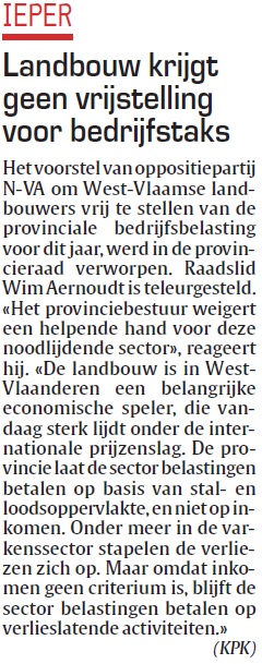 Landbouw krijgt geen vrijstelling voor bedrijfstaks