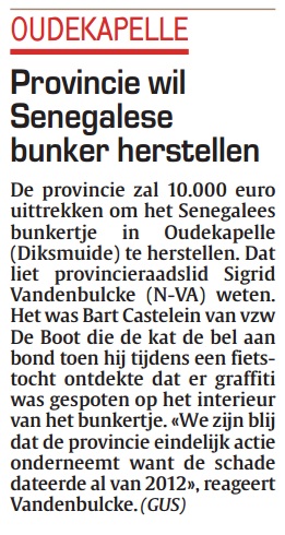 Provincie wil Senegalese bunker herstellen