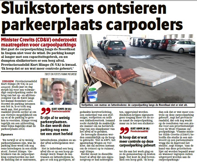 Sluikstorters ontsieren parkeerplaats carpoolers