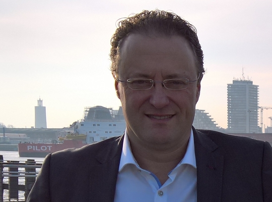 Wim Aernoudt bij haven Oostende