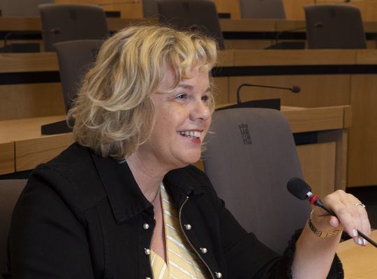 Isabelle Vandenbrande in actie op de provincieraad